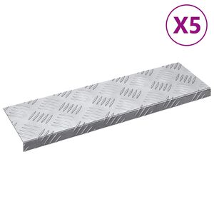 vidaXL Stepenica Pravokutni 5 pcs Srebrno 60 x 18 cm Aluminij