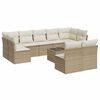 vidaXL 10-dijelni set vrtnih sofa s jastucima bež od poliratana