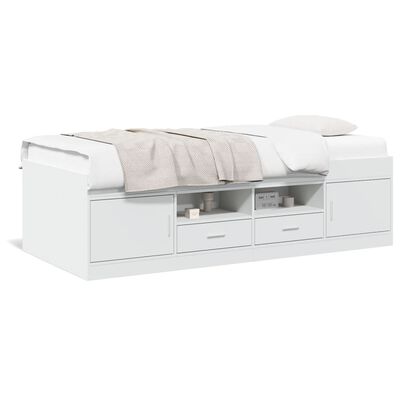 vidaXL Dnevni krevet s ladicama bijeli 90 x 200 cm konstruirano drvo