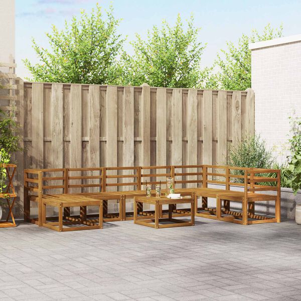 vidaXL Set vanjskih sofa 9 pcs Prirodna Čvrsto drvo akacije