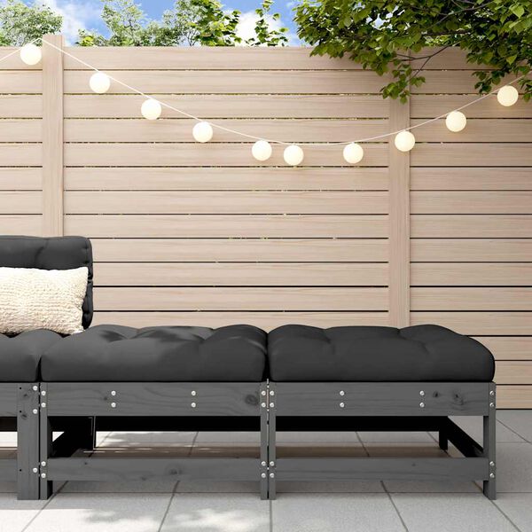 vidaXL Vrtni taburei s jastucima 2 kom sivi od masivne borovine