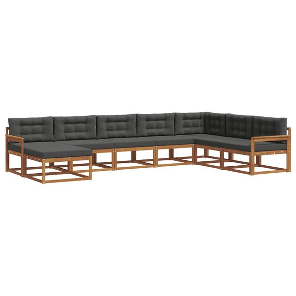 vidaXL Set vanjskih sofa s jastukom 8 pcs Prirodna i antracit