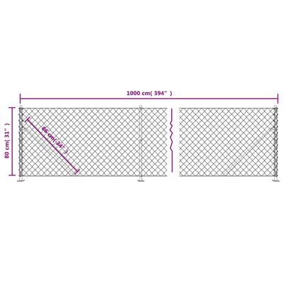 vidaXL Žičana ograda s prirubnicom zelena 0,8 x 10 m