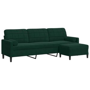vidaXL Trosjed s tabureom tamnozeleni 210 cm bar&scaron;unasti