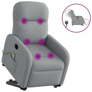 vidaXL Električni masažni naslonjač na podizanje tkanina svjetlosivi