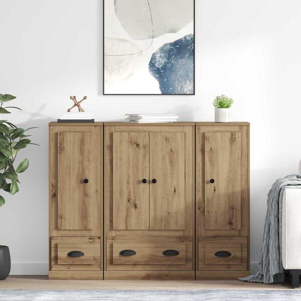 vidaXL Highboard s ladicama 3 pcs Umjetnički hrast Konstruirano drvo