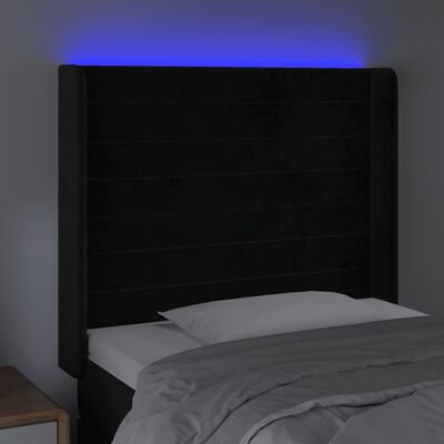 vidaXL LED uzglavlje crno 83x16x118/128 cm baršunasto