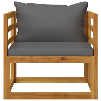vidaXL Vrtna stolica od masivnog drva bagrema s tamnosivim jastucima