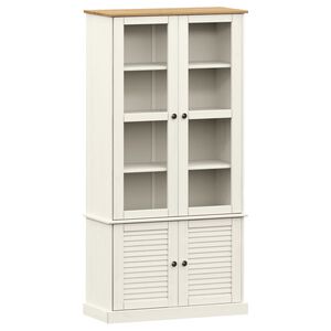 vidaXL Vitrina sa staklom VIGO bijela 85x35x170 cm od masivne borovine