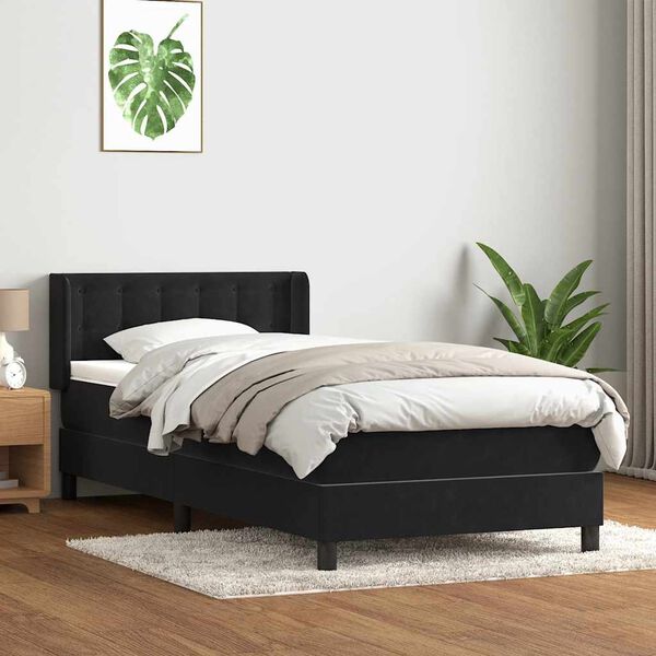 vidaXL Box spring krevet s madracem crni 90x210 cm bar&scaron;unasti