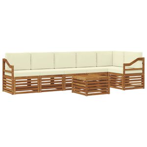 vidaXL Set vanjskih sofa 7 kom. Prirodna i krem Poliester