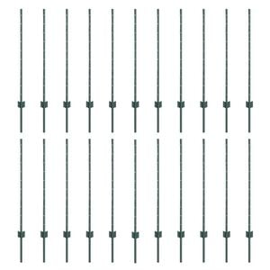 vidaXL Ugrađeni stup za ogradu 22 pcs Zelena 140 cm