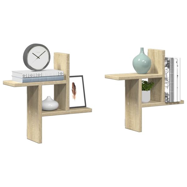 vidaXL Zidne police 2 kom boja hrasta sonome 38 x 12 x 38 cm drvene