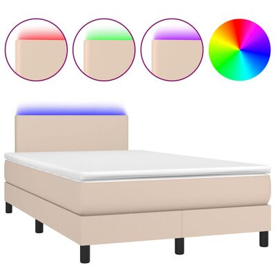 vidaXL Krevet s oprugama i madracem LED 120x190 cm umjetna koža