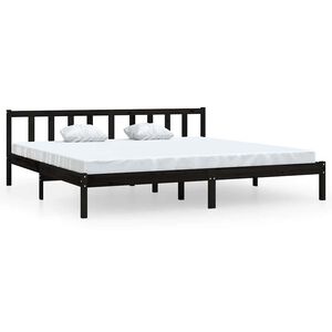 vidaXL Okvir za krevet od masivne borovine crni 200 x 200 cm