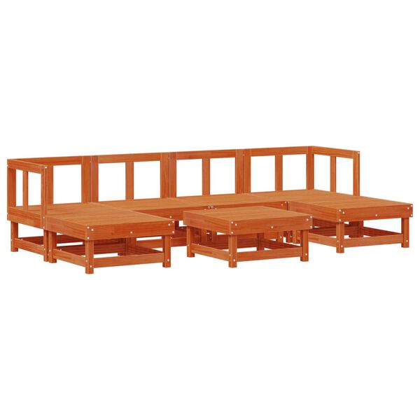 vidaXL Set lounge namje&scaron;taja za vrt 7 pcs Vosak Smeđa Masivna borovina