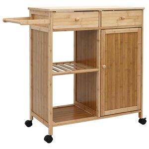 vidaXL Kuhinjska Kolica s Kotačima Prirodna 90,5 x 36 x 86,5 cm Bambus
