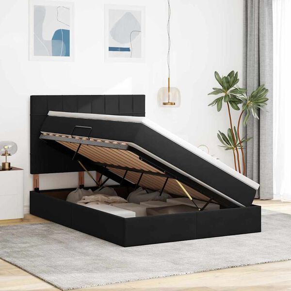 vidaXL Krevet s madracem i skladi&scaron;tem Crna 140 x 200 cm Bar&scaron;un