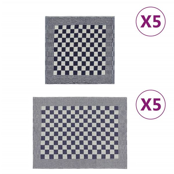 vidaXL Set ručnika od 10 komada plavo-bijeli pamučni