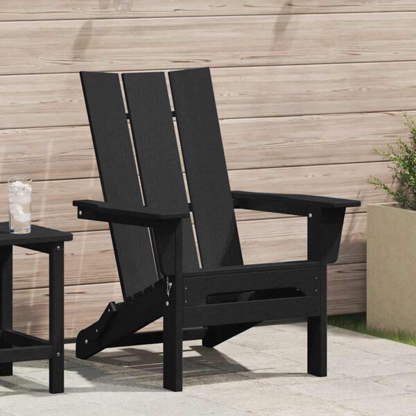 vidaXL Sklopiva Adirondack stolica Crna 80,5 x 74,5 x 92 cm HDPE