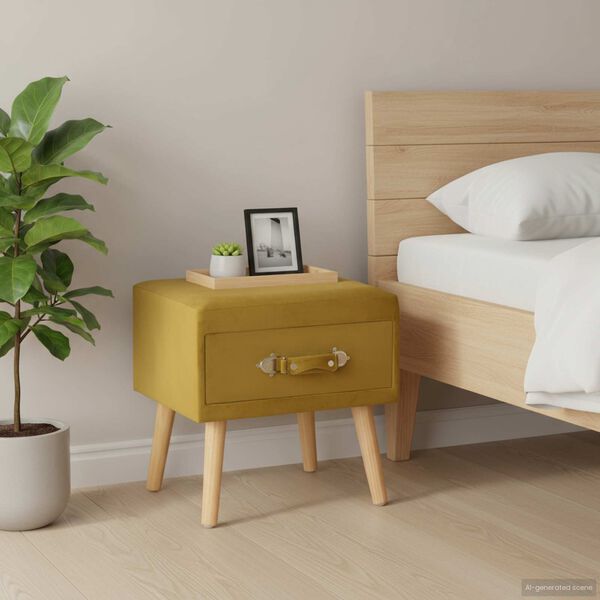 vidaXL Noćni ormarić boja senfa 40 x 35 x 40 cm baršunasti