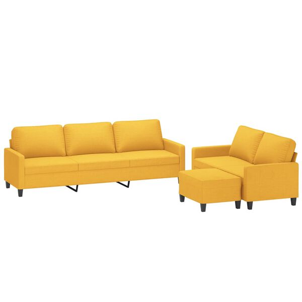 vidaXL 3-dijelni set sofa s jastucima svjetložuti od tkanine