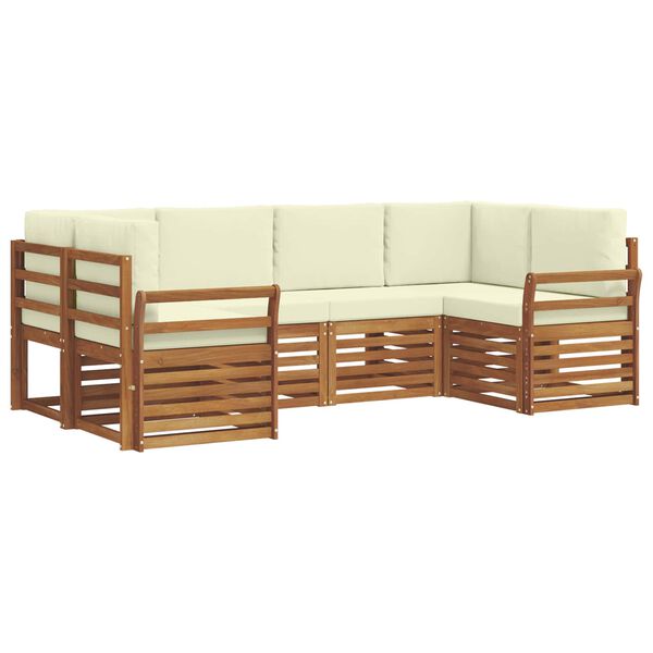 vidaXL Setovi sofa 6 pcs Prirodna i krem Čvrsto drvo akacije