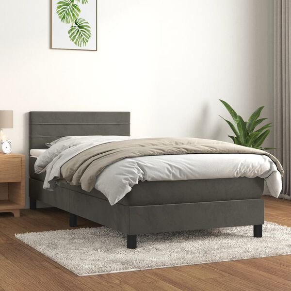 vidaXL Box spring krevet s madracem tamnosivi 100x200 cm bar&scaron;unasti