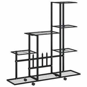 vidaXL Stalak za cvijeće s kotačima 94,5 x 25 x 92,5 cm crni metalni