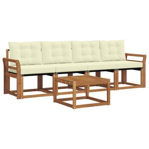 vidaXL Set vanjskih sofa s jastukom 5 pcs Prirodna i krem