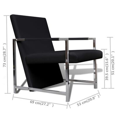 vidaXL Fotelje od umjetne kože s kromiranim okvirom 2 kom crne