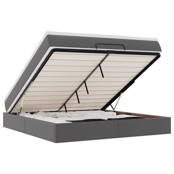 vidaXL Otomanski okvir kreveta s madracem sivi 180x200cm umjetna koža