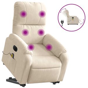 vidaXL Električni masažni naslonjač na podizanje bež od mikrovlakana