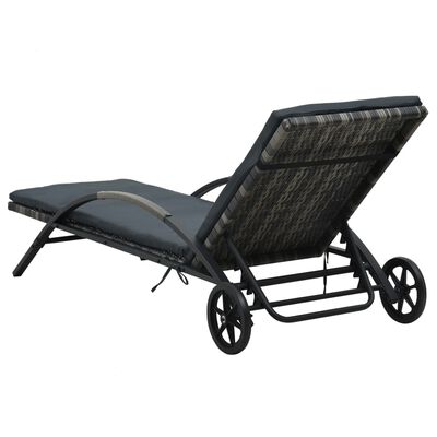 vidaXL Ležaljka za sunčanje s jastukom i kotačima poliratan antracit