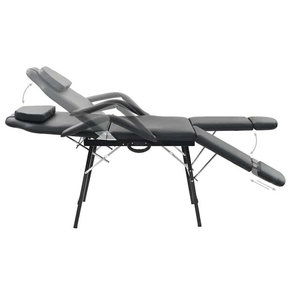 vidaXL Prenosiva kozmetička stolica od umjetne kože 185 x 78 x 76 cm crna