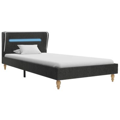 vidaXL Okvir za krevet od jute s LED svjetlom tamnosivi 90 x 200 cm