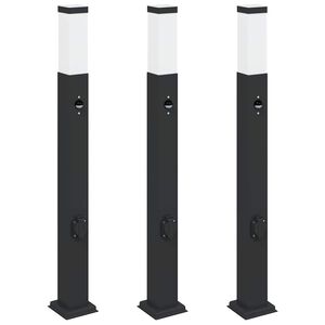 vidaXL Stupić za zidne svjetiljke sa senzorom i utičnicom 3 kom 80 cm crne IP44