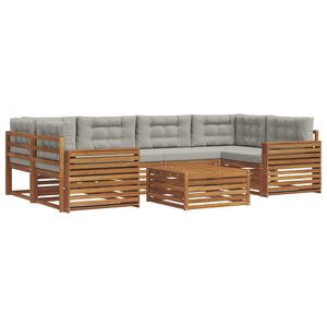 vidaXL Set vanjskih sofa 7 kom. 6-sjedala Prirodna i svjetlosiva