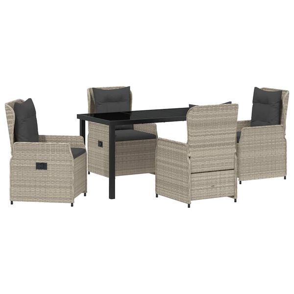 vidaXL Vrtni set za objed 5 pcs Svijetlo siva poliratan