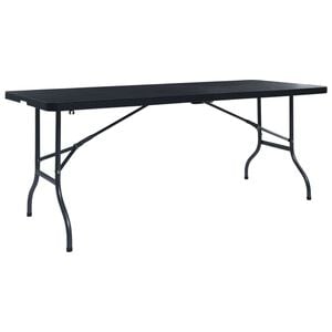 vidaXL Sklopivi vrtni stol crni 180 x 75 x 72 cm HDPE imitacija ratana