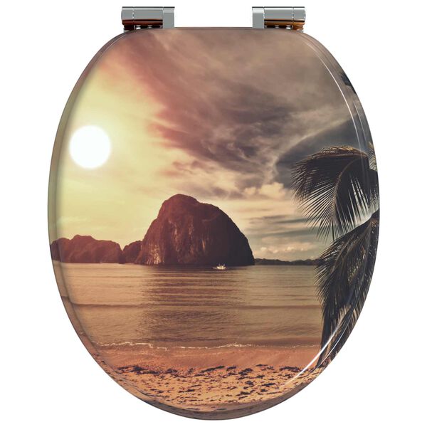 vidaXL Toaletna sjedala s mekim zatvaranjem Narančasta 44 x 38 cm