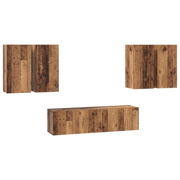 vidaXL Set TV komoda Zidne 6 pcs Staro drvo Konstruirano drvo