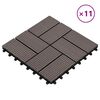 vidaXL Pločice za decking 11 pcs Tamno smeđa 30 x 30 cm