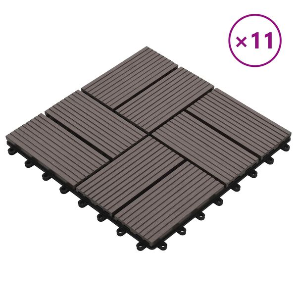 vidaXL Pločice za decking 11 pcs Tamno smeđa 30 x 30 cm