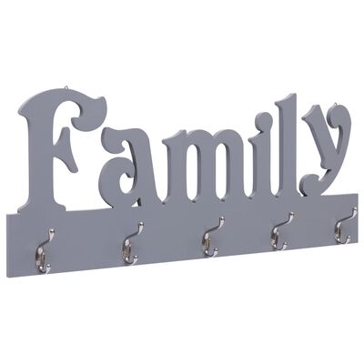 vidaXL Zidna vješalica za kapute FAMILY siva 74 x 29,5 cm