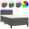 vidaXL Krevet box spring s madracem LED tamnosivi 100x200 cm bar&scaron;un