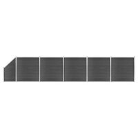 vidaXL Set panela za ogradu WPC 965 x (105 - 186) cm crni