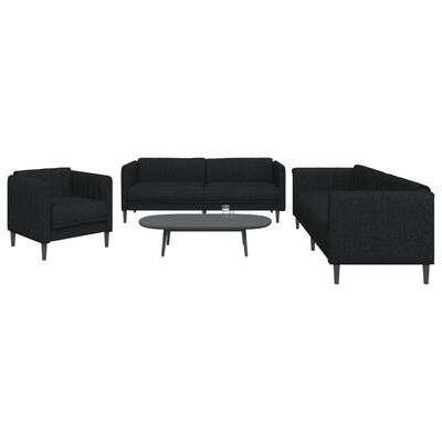 vidaXL 3-dijelni set sofa crni od tkanine