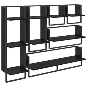 vidaXL Set zidnih polica 6 kom. Crni hrast 100 x 25 x 30 cm