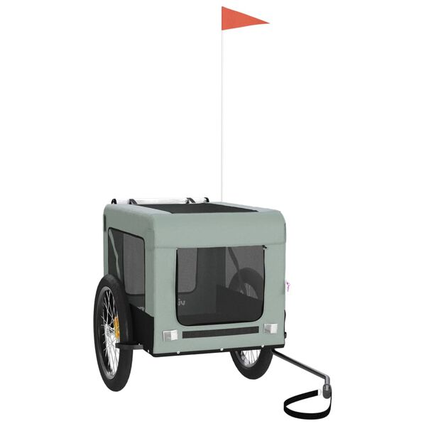 vidaXL Prikolica za bicikl za ljubimce sivo-crna od tkanine i željeza